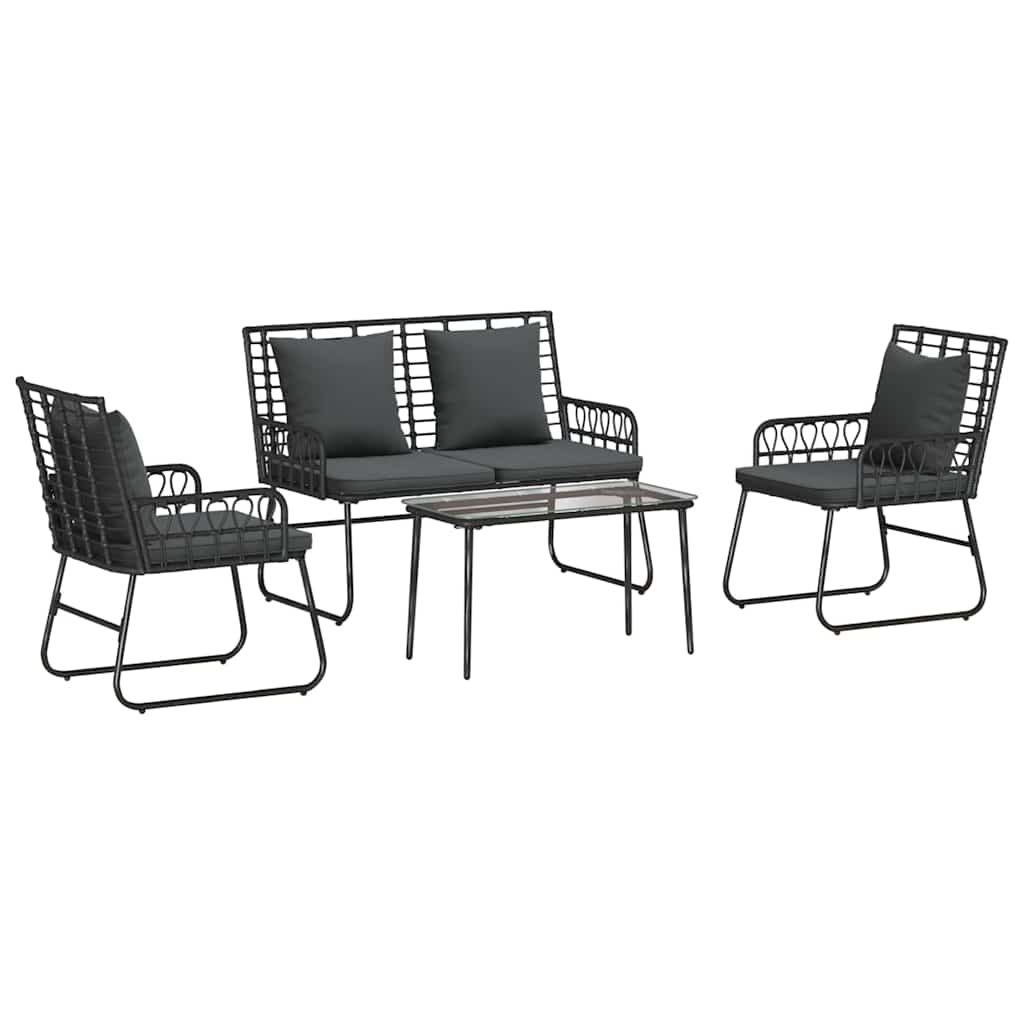 vidaXL ΣΕΤ ΕΠΙΠΛΩΝ ΚΗΠΟΥ με μαξιλάρι 4 pcs Μαύρο και Ανθρακί