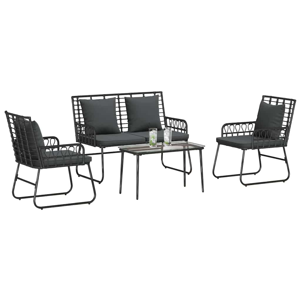 vidaXL ΣΕΤ ΕΠΙΠΛΩΝ ΚΗΠΟΥ με μαξιλάρι 4 pcs Μαύρο και Ανθρακί