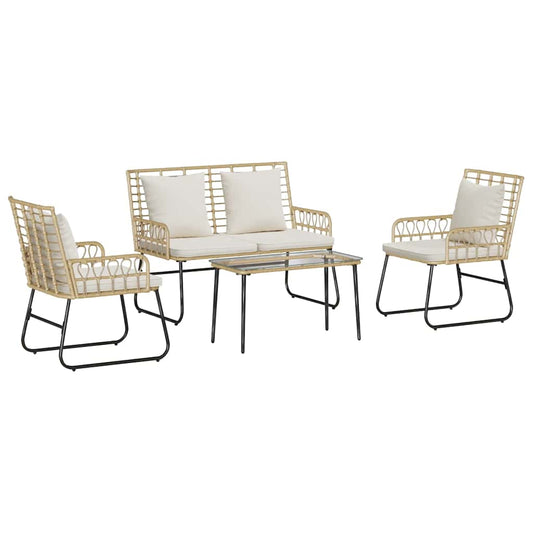 vidaXL ΣΕΤ ΕΠΙΠΛΩΝ ΚΗΠΟΥ με μαξιλάρι 4 pcs Μαύρο και Ανθρακί