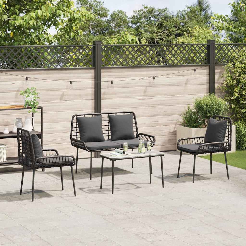 vidaXL ΣΕΤ ΕΠΙΠΛΩΝ ΚΗΠΟΥ με μαξιλάρι 4 pcs Καφέ Μαύρο Κρέμα