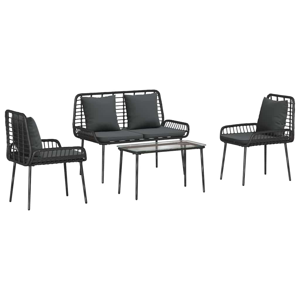 vidaXL ΣΕΤ ΕΠΙΠΛΩΝ ΚΗΠΟΥ με μαξιλάρι 4 pcs Καφέ Μαύρο Κρέμα