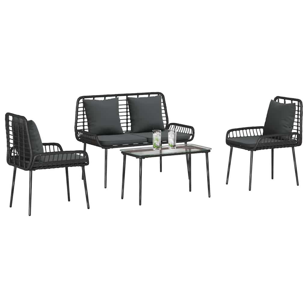 vidaXL ΣΕΤ ΕΠΙΠΛΩΝ ΚΗΠΟΥ με μαξιλάρι 4 pcs Καφέ Μαύρο Κρέμα