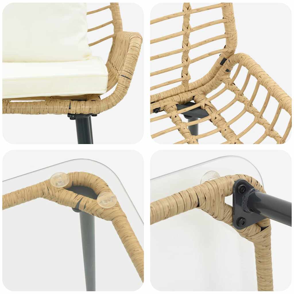 vidaXL ΣΕΤ ΕΠΙΠΛΩΝ ΚΗΠΟΥ με μαξιλάρι 4 pcs Καφέ Μαύρο Κρεμ