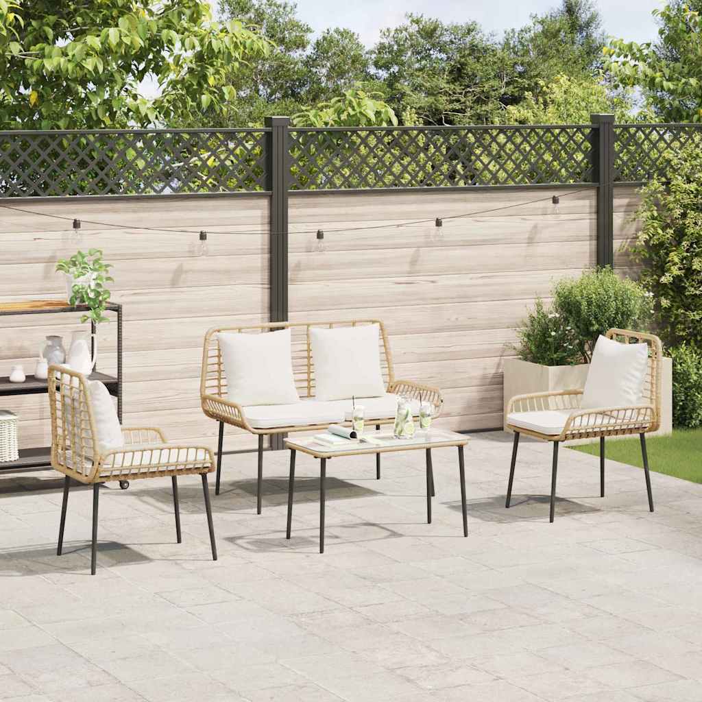 vidaXL ΣΕΤ ΕΠΙΠΛΩΝ ΚΗΠΟΥ με μαξιλάρι 4 pcs Καφέ Μαύρο Κρεμ