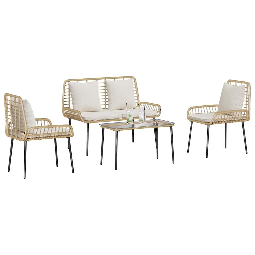 vidaXL ΣΕΤ ΕΠΙΠΛΩΝ ΚΗΠΟΥ με μαξιλάρι 4 pcs Καφέ Μαύρο Κρεμ