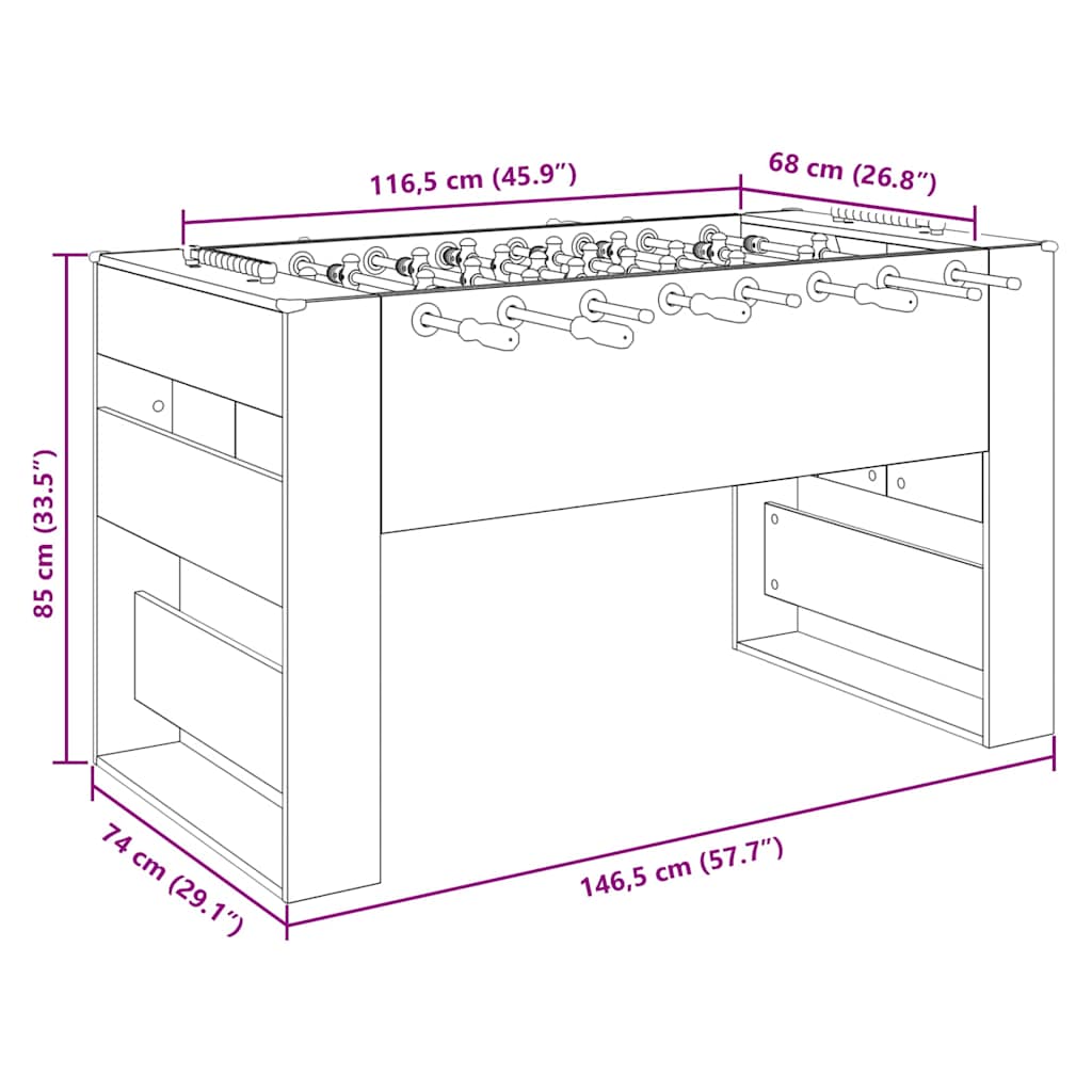 vidaXL Τραπέζι Ποδιού 2 pcs Γκρίζο Σονομα 146,5 x 74 x 85 εκ.