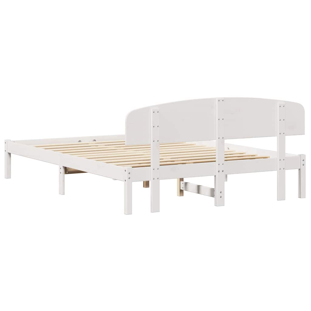 vidaXL Σκελετός Κρεβατιού Λευκό 160 x 200 cm Μασίφ ξύλο πεύκου