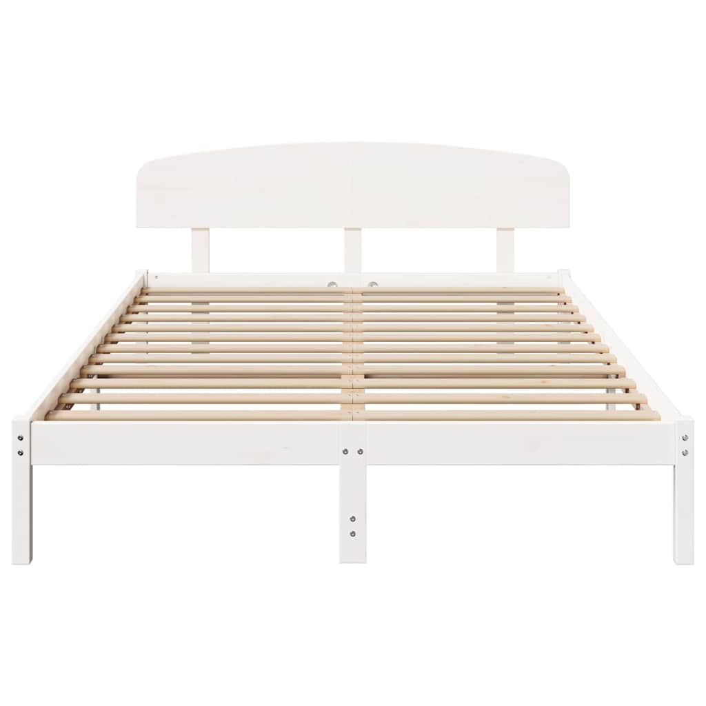 vidaXL Σκελετός Κρεβατιού Λευκό 160 x 200 cm Μασίφ ξύλο πεύκου