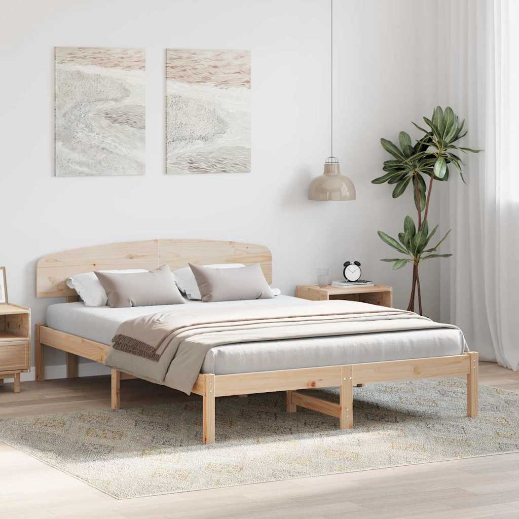 vidaXL Σκελετός Κρεβατιού Καφέ 150 x 200 cm Μασίφ ξύλο πεύκου