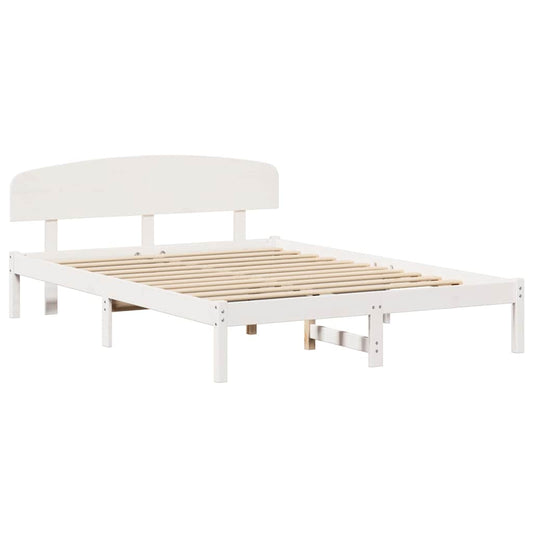 vidaXL Σκελετός Κρεβατιού Λευκό 150 x 200 cm Μασίφ ξύλο πεύκου