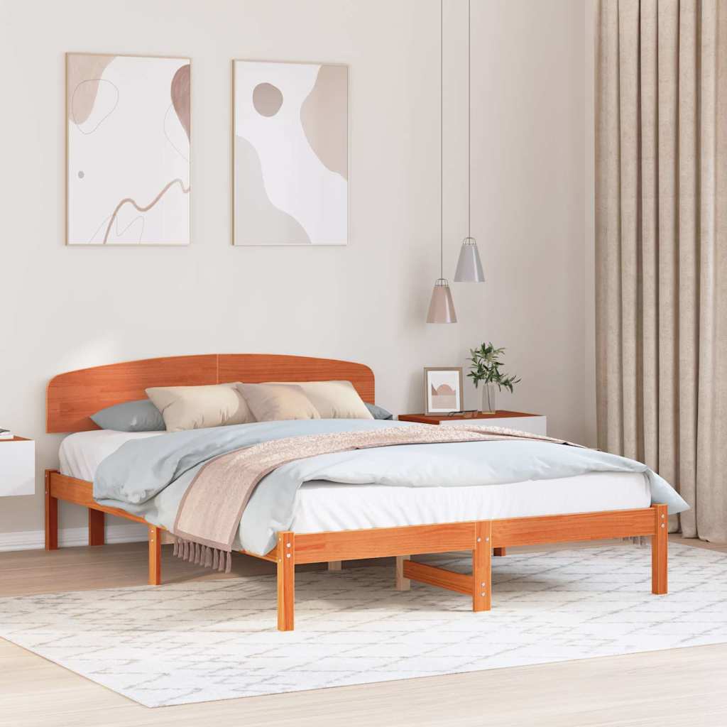 vidaXL Σκελετός Κρεβατιού Καφέ 140 x 200 cm Μασίφ ξύλο πεύκου