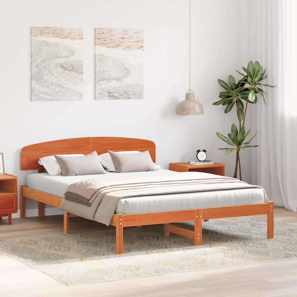 vidaXL Σκελετός Κρεβατιού Καφέ 140 x 200 cm Μασίφ ξύλο πεύκου