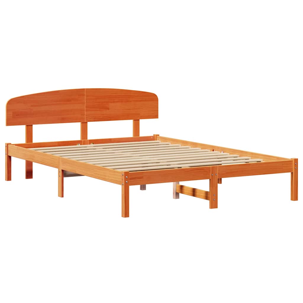 vidaXL Σκελετός Κρεβατιού Καφέ 140 x 200 cm Μασίφ ξύλο πεύκου