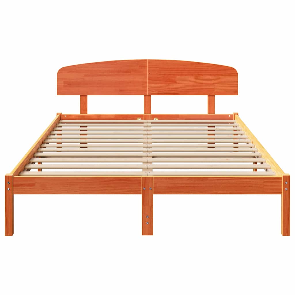 vidaXL Σκελετός Κρεβατιού Καφέ 140 x 200 cm Μασίφ ξύλο πεύκου