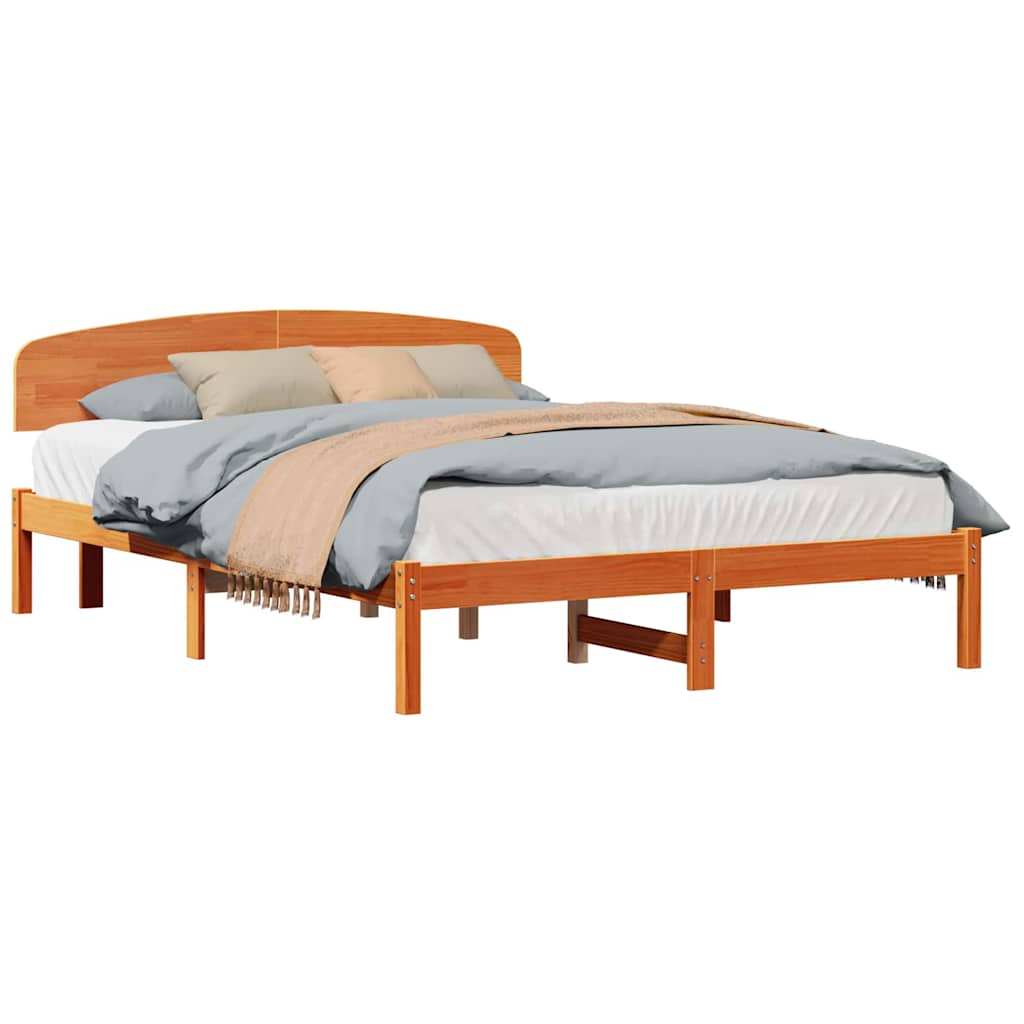 vidaXL Σκελετός Κρεβατιού Καφέ 140 x 200 cm Μασίφ ξύλο πεύκου