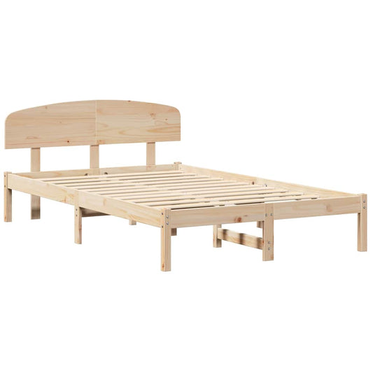 vidaXL Σκελετός Κρεβατιού Καφέ 140 x 190 cm Μασίφ ξύλο πεύκου