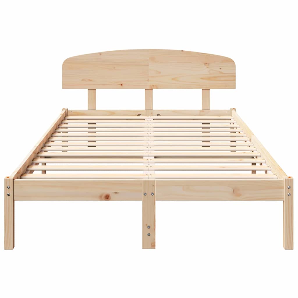 vidaXL Σκελετός Κρεβατιού Καφέ 140 x 190 cm Μασίφ ξύλο πεύκου