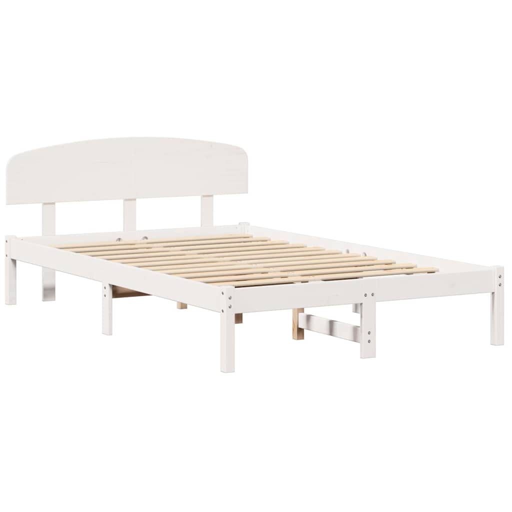 vidaXL Σκελετός Κρεβατιού Λευκό 140 x 190 cm Μασίφ ξύλο πεύκου