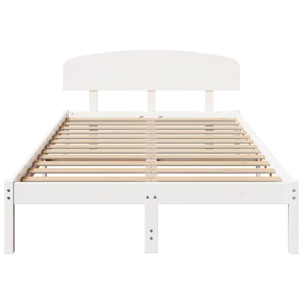 vidaXL Σκελετός Κρεβατιού Λευκό 140 x 190 cm Μασίφ ξύλο πεύκου