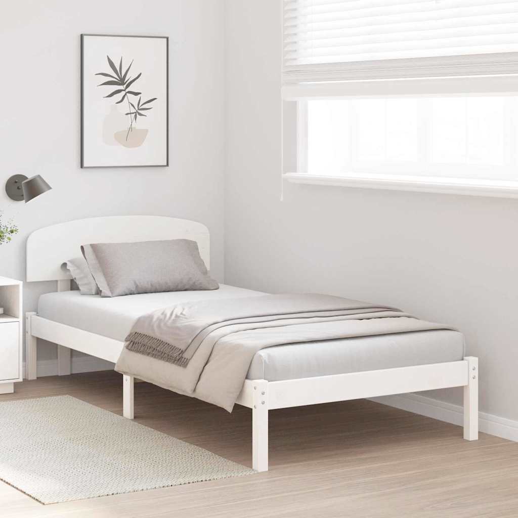vidaXL Σκελετός Κρεβατιού Λευκό 90 x 190 cm Μασίφ ξύλο πεύκου