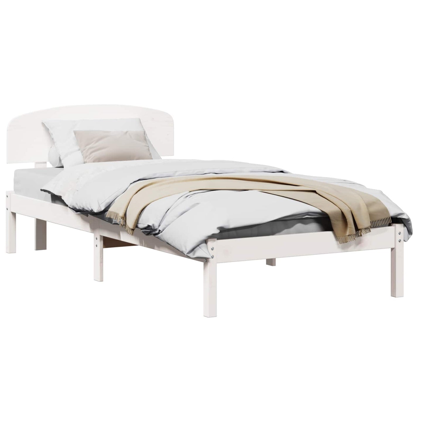 vidaXL Σκελετός Κρεβατιού Λευκό 90 x 190 cm Μασίφ ξύλο πεύκου