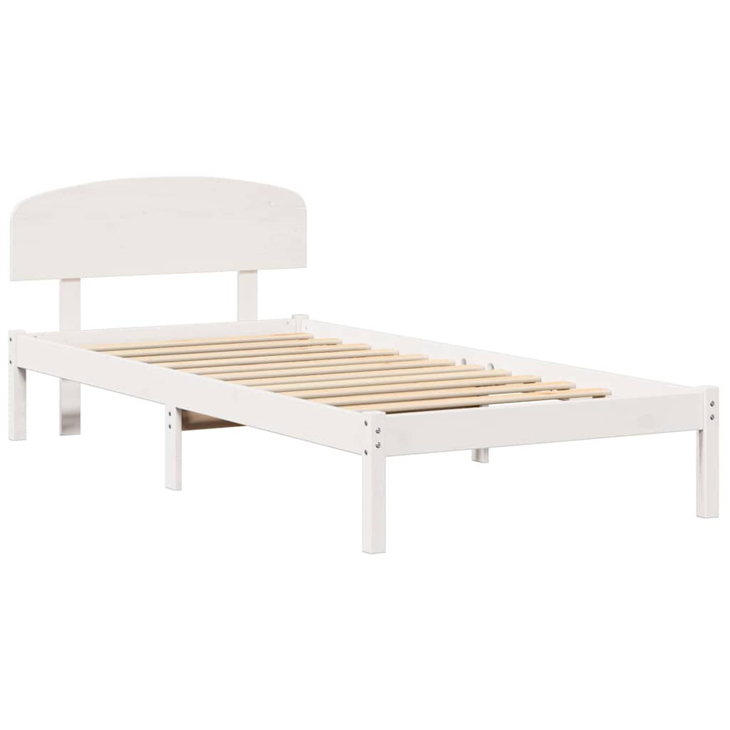 vidaXL Σκελετός Κρεβατιού Λευκό 90 x 190 cm Μασίφ ξύλο πεύκου