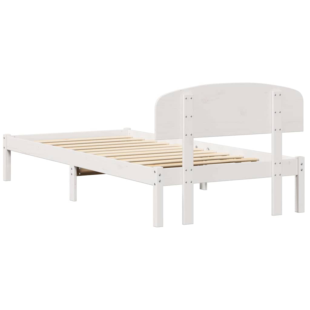 vidaXL Σκελετός Κρεβατιού Λευκό 90 x 190 cm Μασίφ ξύλο πεύκου