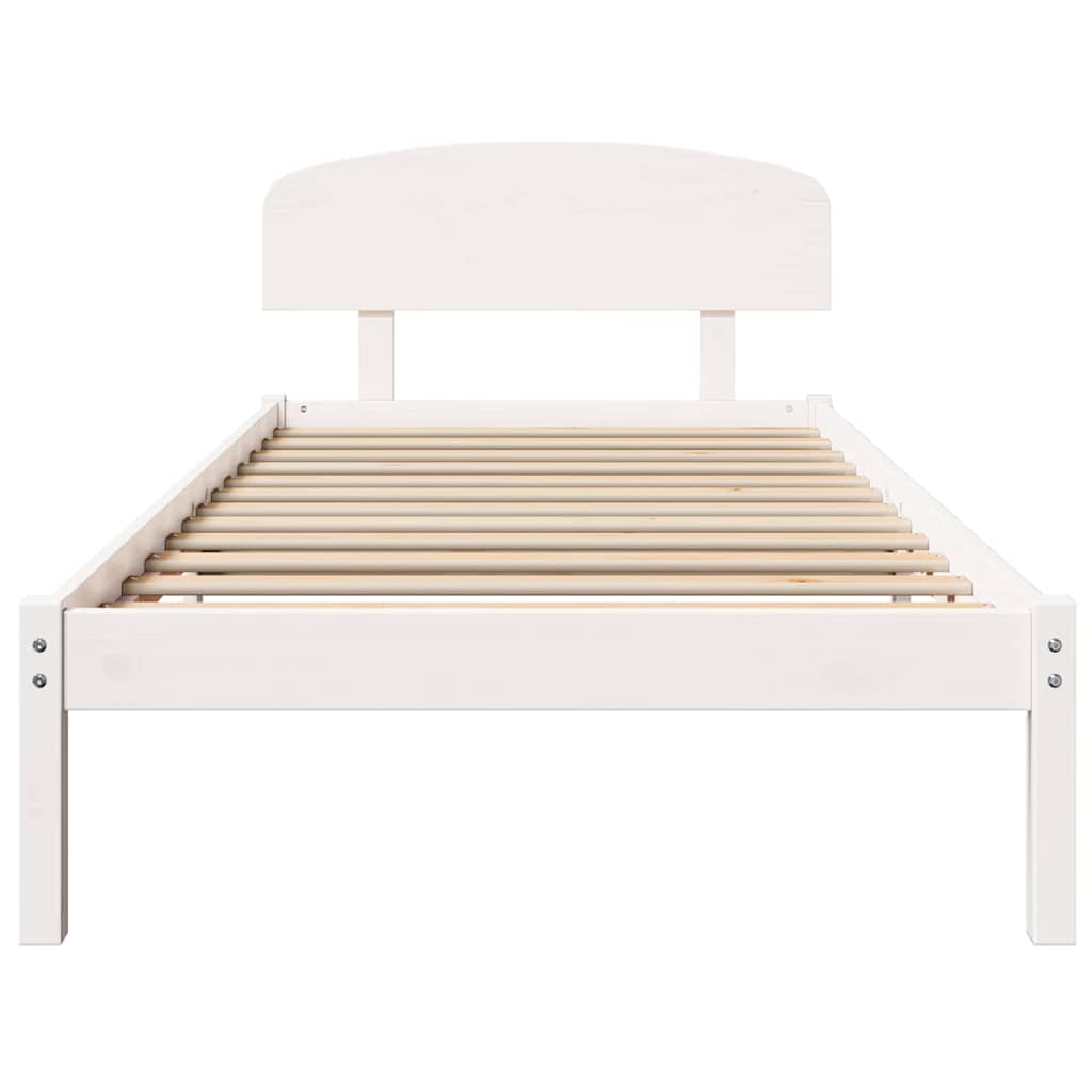 vidaXL Σκελετός Κρεβατιού Λευκό 90 x 190 cm Μασίφ ξύλο πεύκου