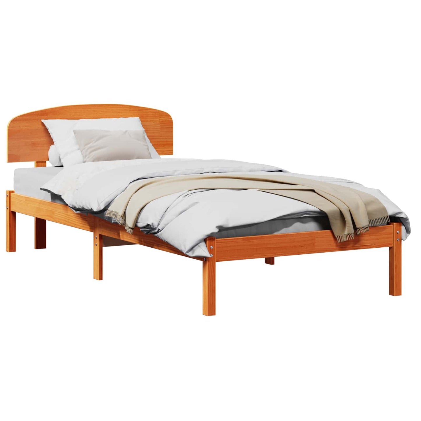 vidaXL Σκελετός Κρεβατιού Κερωτό καφέ 90 x 190 cm Στερεά ξυλεία πεύκου