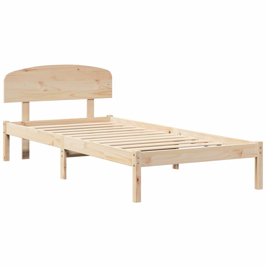 vidaXL Σκελετός Κρεβατιού Καφέ 75 x 190 cm Μασίφ ξύλο πεύκου