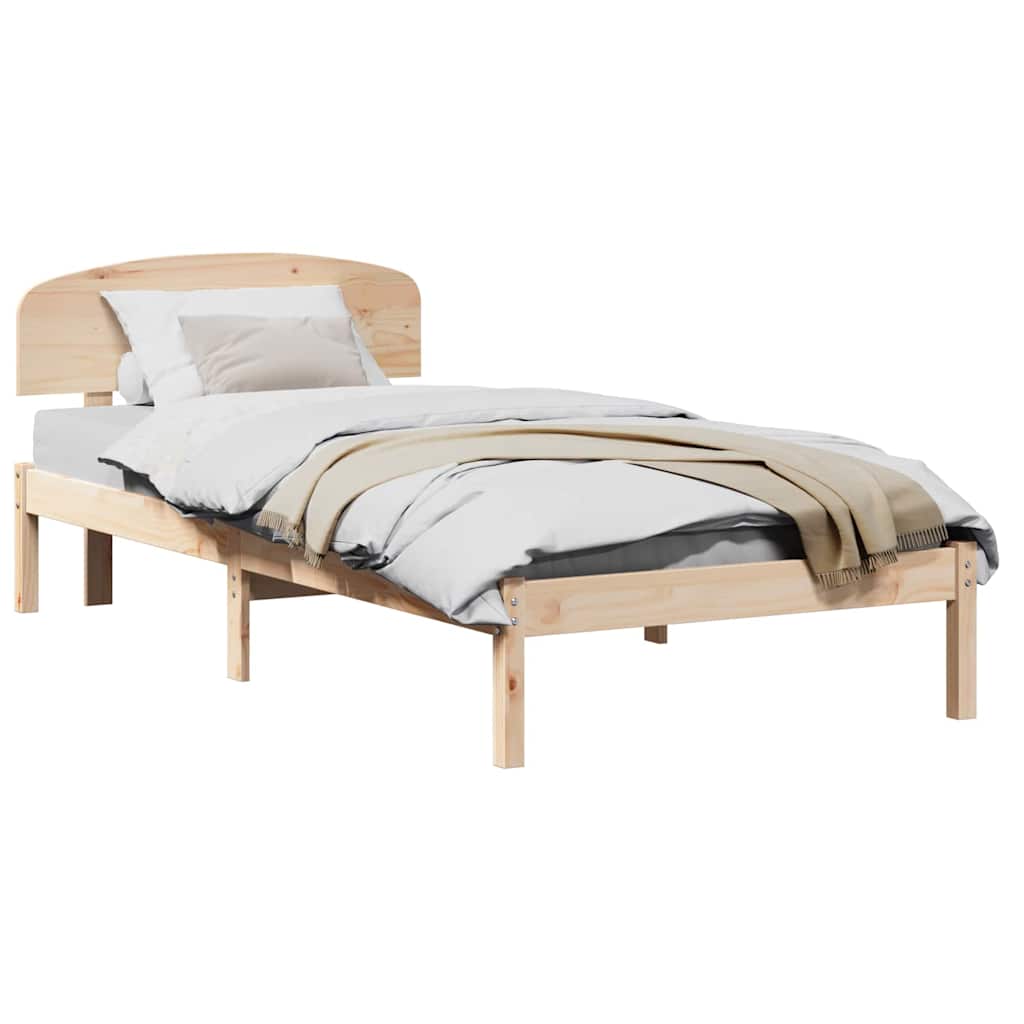 vidaXL Σκελετός Κρεβατιού Καφέ 75 x 190 cm Μασίφ ξύλο πεύκου