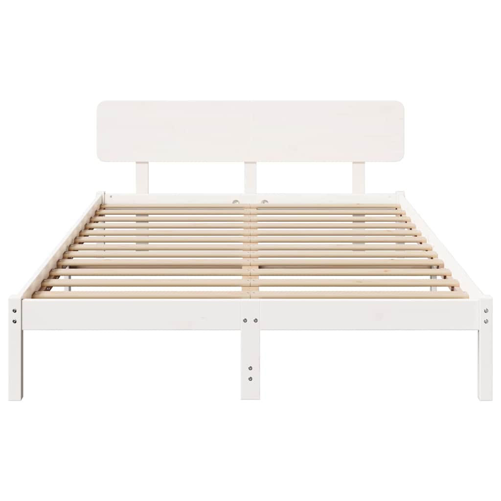 vidaXL Σκελετός Κρεβατιού με κεφαλάρι Λευκό 200 x 200 cm
