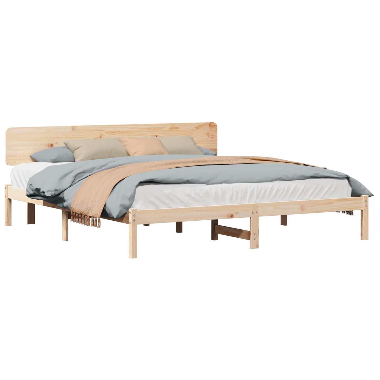 vidaXL Σκελετός Κρεβατιού Φυσικό 180 x 200 cm Στερεά ξυλεία πεύκου