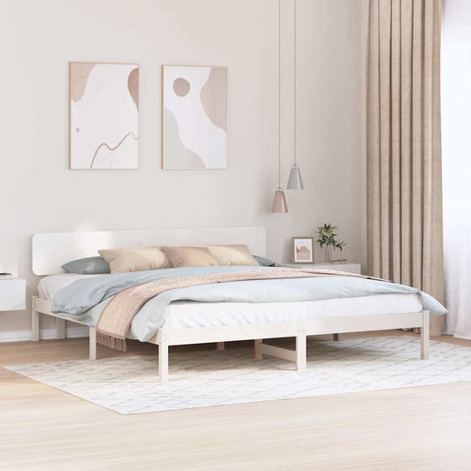vidaXL Σκελετός Κρεβατιού με κεφαλάρι Λευκό 180 x 200 cm