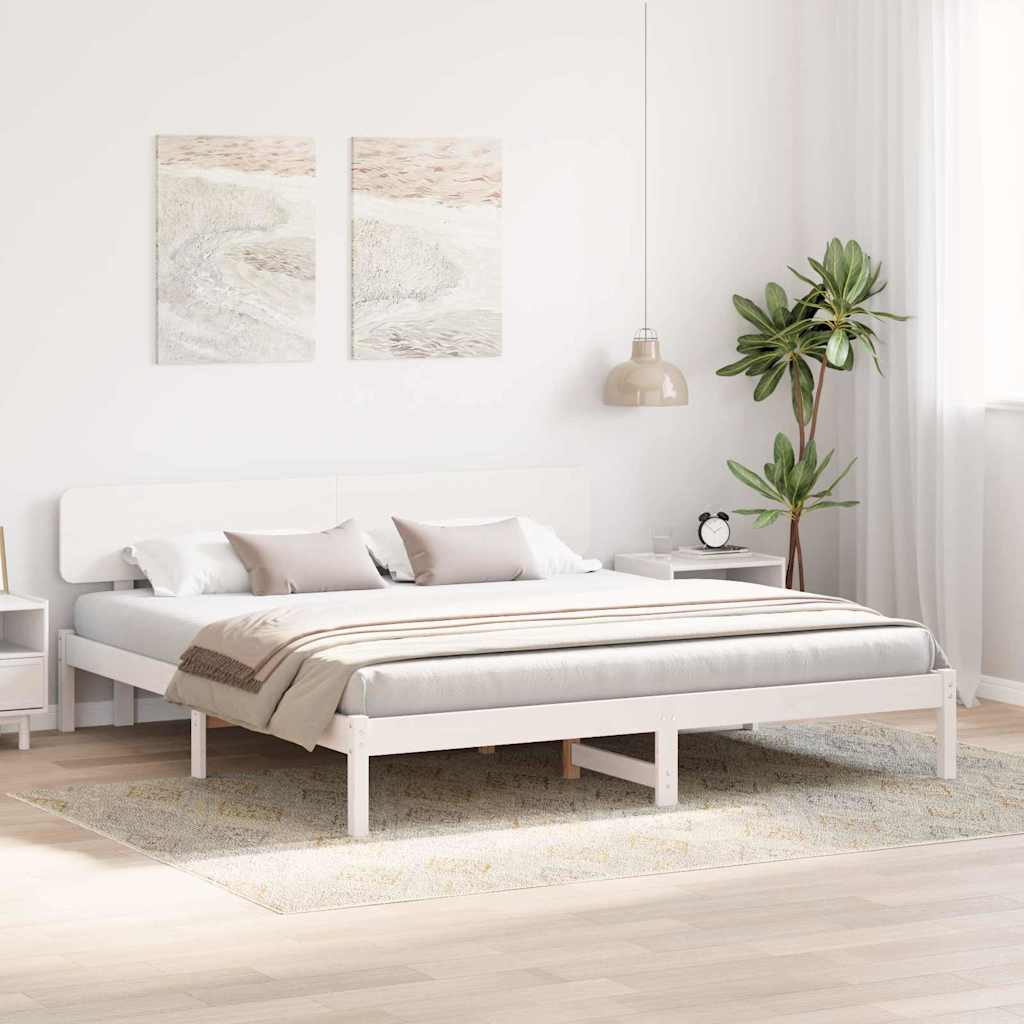 vidaXL Σκελετός Κρεβατιού με κεφαλάρι Λευκό 180 x 200 cm