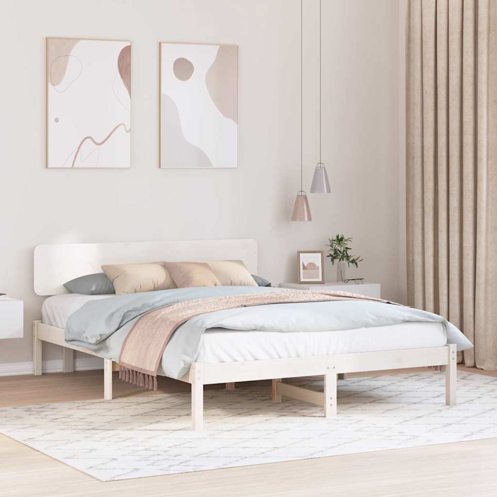 vidaXL Σκελετός Κρεβατιού με κεφαλάρι Λευκό 160 x 200 cm