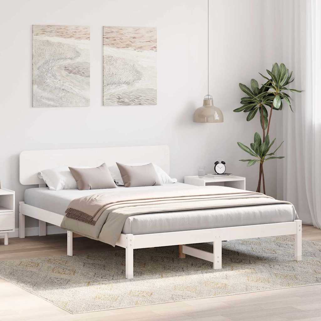 vidaXL Σκελετός Κρεβατιού με κεφαλάρι Λευκό 160 x 200 cm