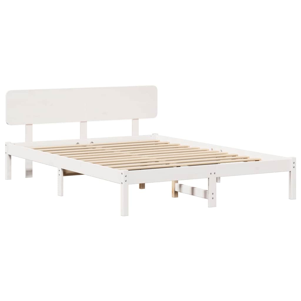 vidaXL Σκελετός Κρεβατιού με κεφαλάρι Λευκό 160 x 200 cm