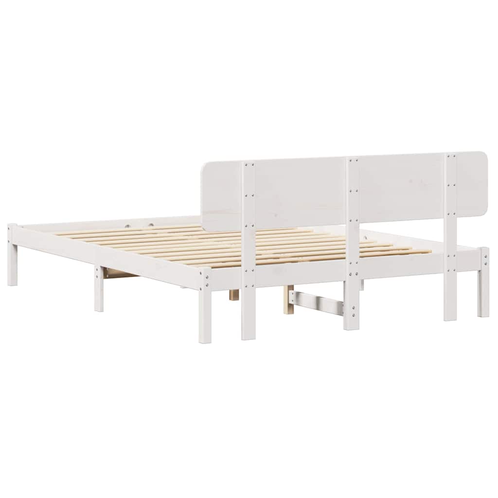 vidaXL Σκελετός Κρεβατιού με κεφαλάρι Λευκό 160 x 200 cm