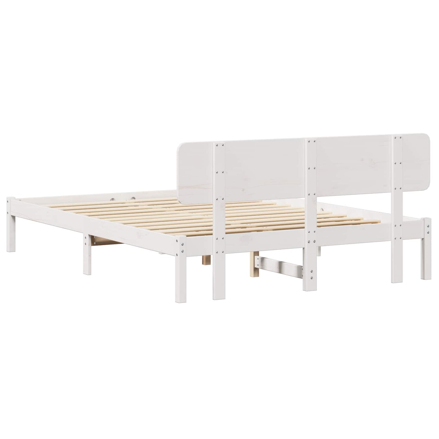 vidaXL Σκελετός Κρεβατιού με κεφαλάρι Λευκό 140 x 200 cm