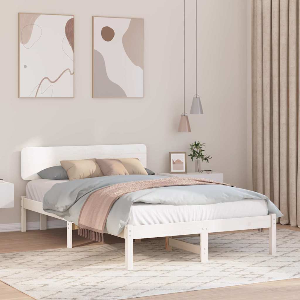 vidaXL Σκελετός Κρεβατιού με κεφαλάρι Λευκό 140 x 190 cm