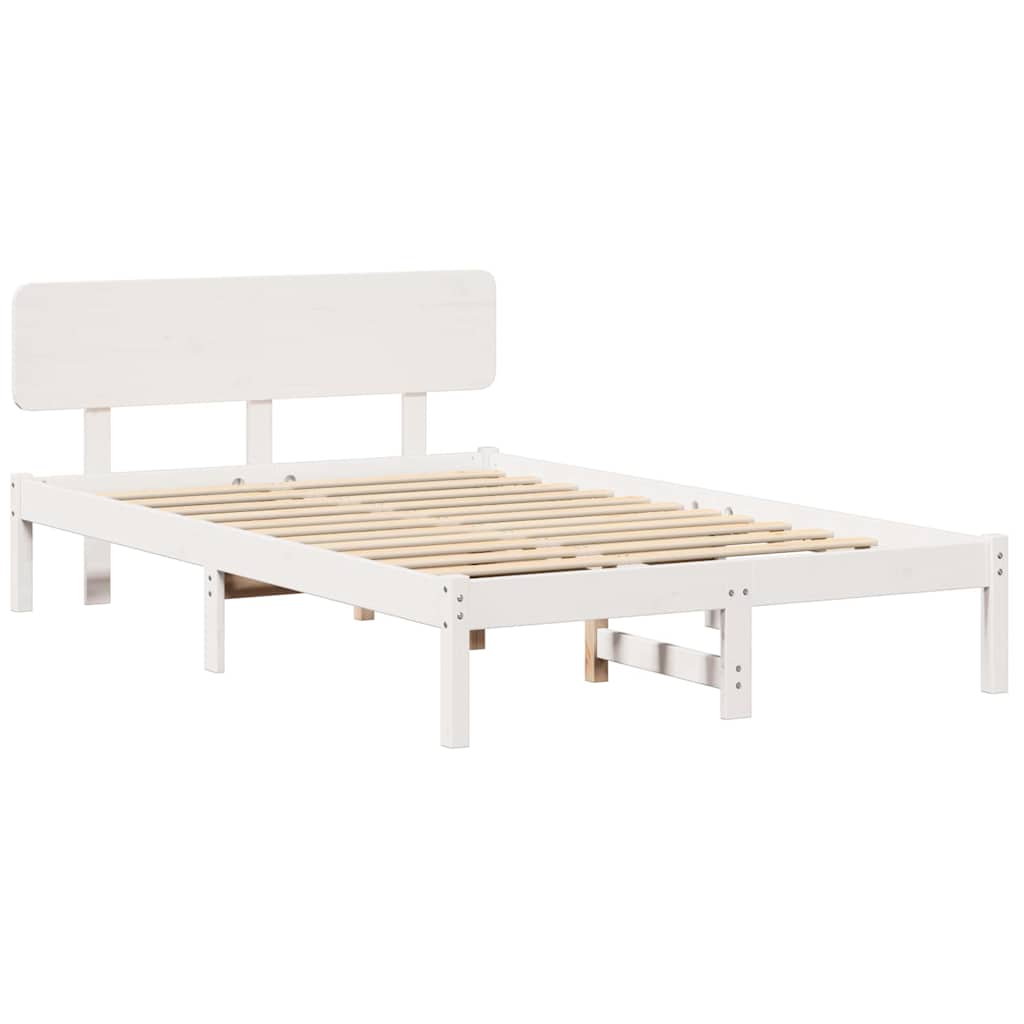 vidaXL Σκελετός Κρεβατιού με κεφαλάρι Λευκό 140 x 190 cm