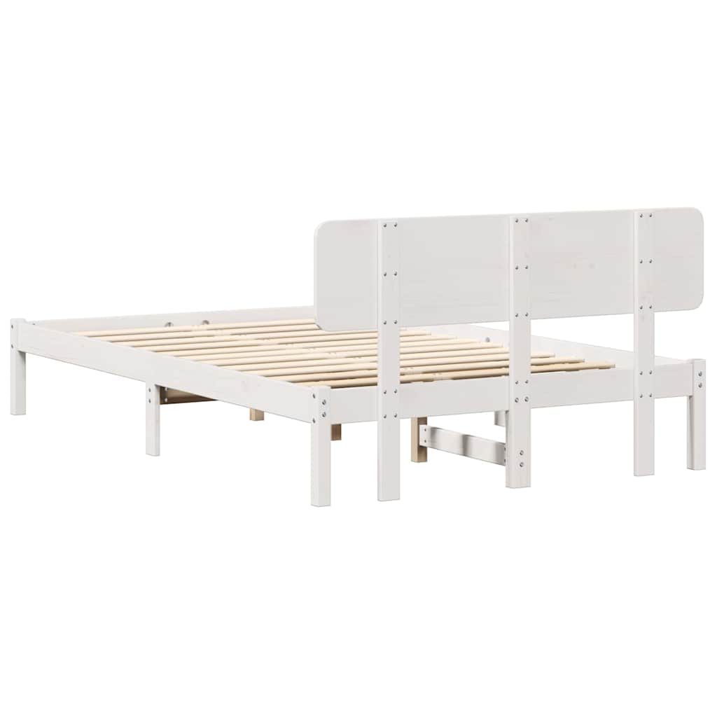 vidaXL Σκελετός Κρεβατιού με κεφαλάρι Λευκό 140 x 190 cm