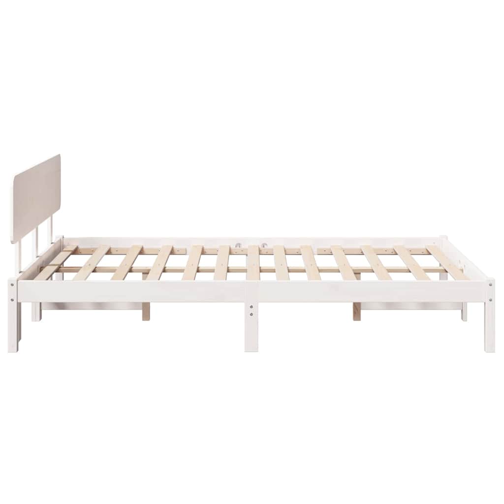 vidaXL Σκελετός Κρεβατιού με κεφαλάρι Λευκό 140 x 190 cm