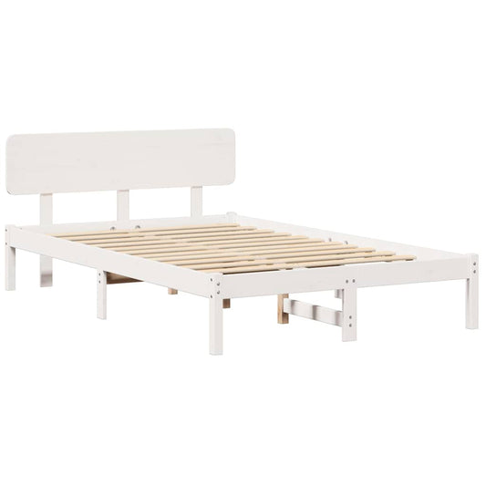 vidaXL Σκελετός Κρεβατιού με κεφαλάρι Λευκό 135 x 190 cm