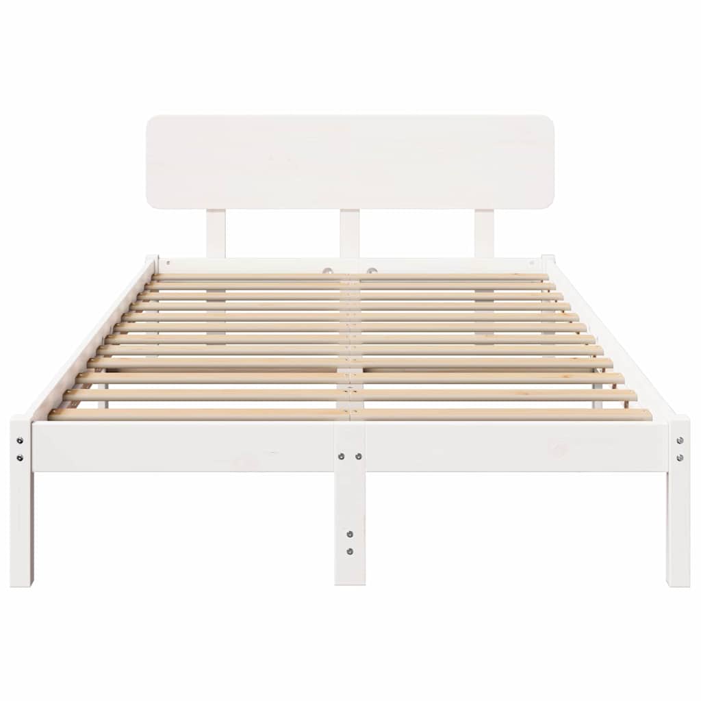 vidaXL Σκελετός Κρεβατιού με κεφαλάρι Λευκό 135 x 190 cm