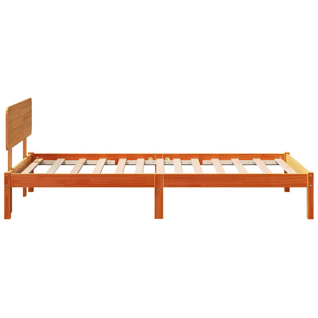 vidaXL Σκελετός Κρεβατιού με κεφαλάρι Κερωτό καφέ 90 x 200 cm