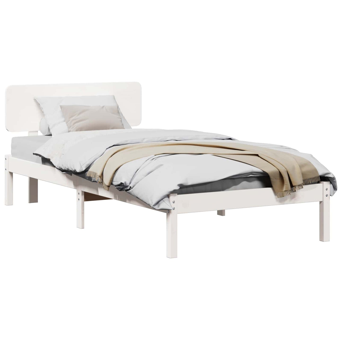 vidaXL Σκελετός Κρεβατιού με κεφαλάρι Λευκό 90 x 190 cm