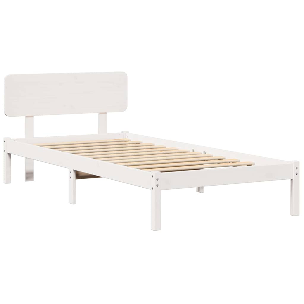 vidaXL Σκελετός Κρεβατιού με κεφαλάρι Λευκό 90 x 190 cm