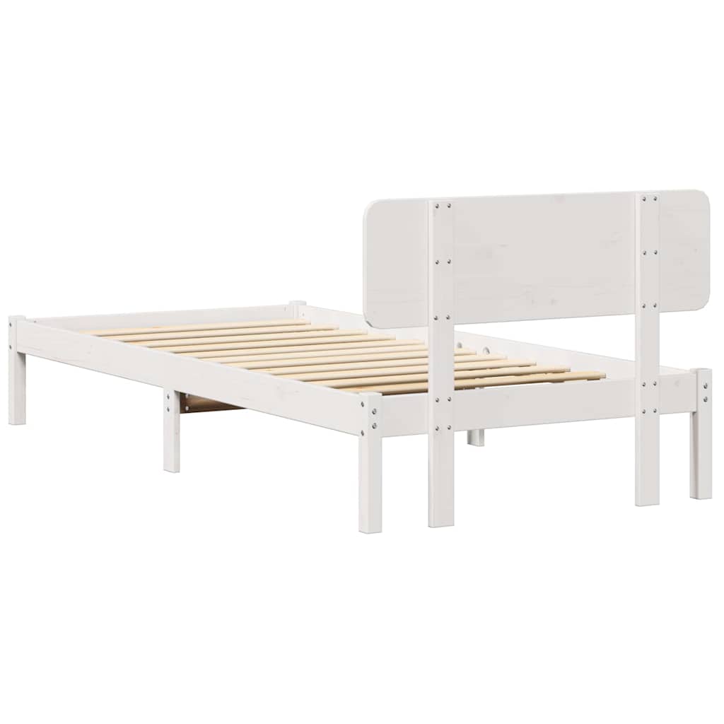 vidaXL Σκελετός Κρεβατιού με κεφαλάρι Λευκό 90 x 190 cm